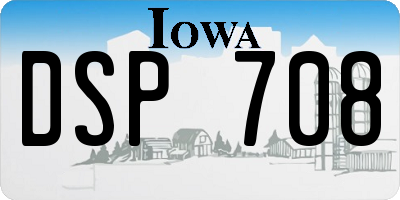 IA license plate DSP708