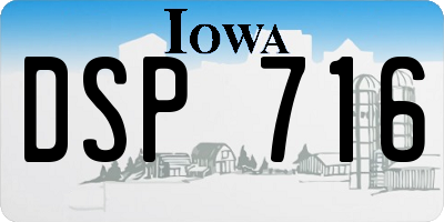 IA license plate DSP716