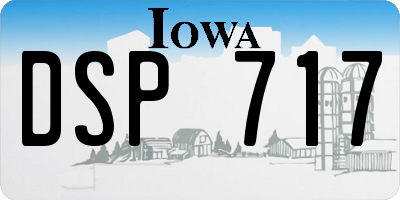 IA license plate DSP717