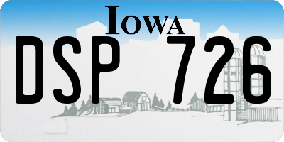 IA license plate DSP726