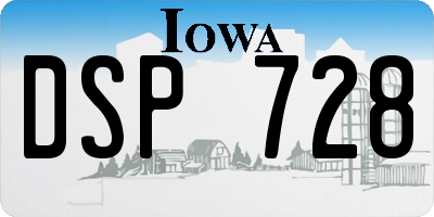 IA license plate DSP728