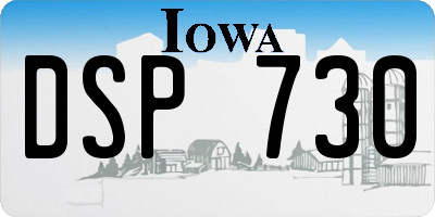 IA license plate DSP730