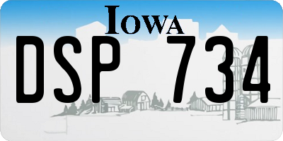IA license plate DSP734