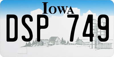 IA license plate DSP749