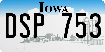 IA license plate DSP753