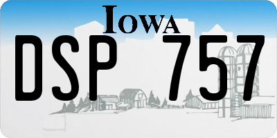 IA license plate DSP757