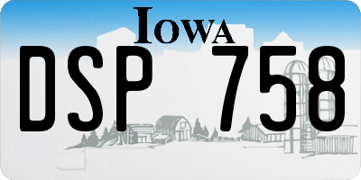 IA license plate DSP758