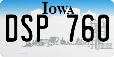 IA license plate DSP760
