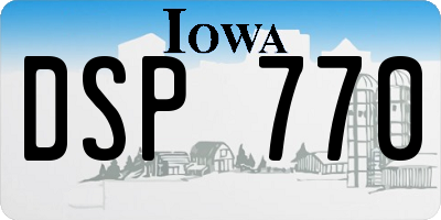 IA license plate DSP770