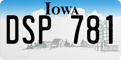 IA license plate DSP781