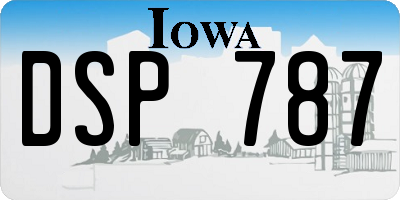 IA license plate DSP787