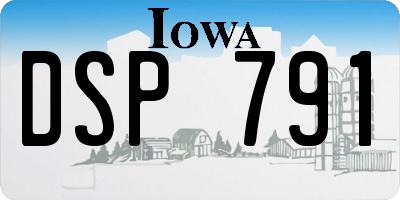 IA license plate DSP791