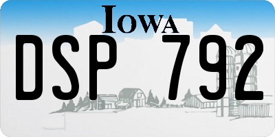 IA license plate DSP792