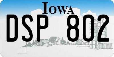 IA license plate DSP802