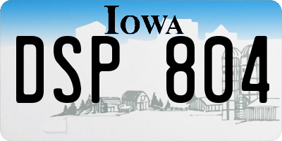 IA license plate DSP804