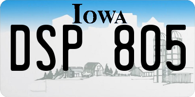IA license plate DSP805