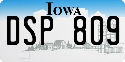 IA license plate DSP809