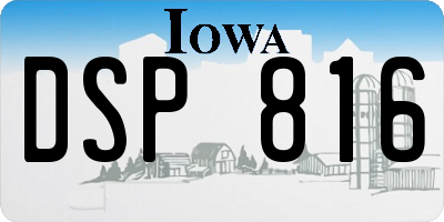 IA license plate DSP816