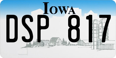 IA license plate DSP817