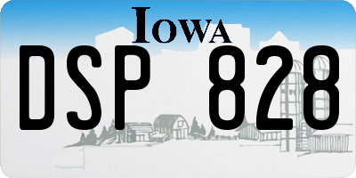 IA license plate DSP828