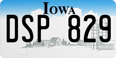 IA license plate DSP829