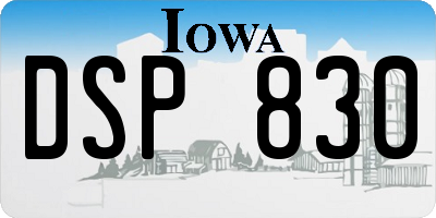 IA license plate DSP830