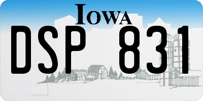 IA license plate DSP831