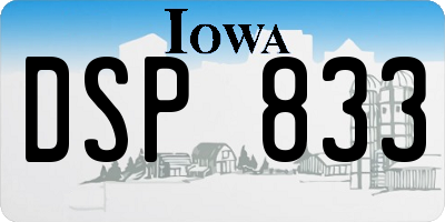 IA license plate DSP833