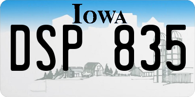 IA license plate DSP835