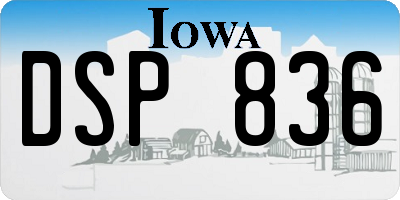 IA license plate DSP836