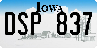 IA license plate DSP837