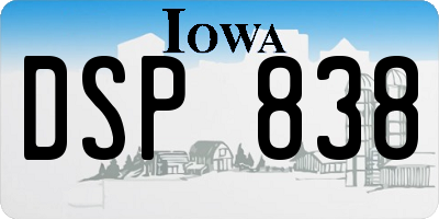 IA license plate DSP838