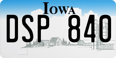 IA license plate DSP840