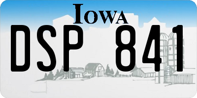 IA license plate DSP841