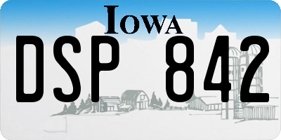 IA license plate DSP842