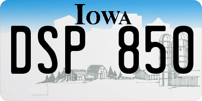 IA license plate DSP850