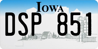 IA license plate DSP851
