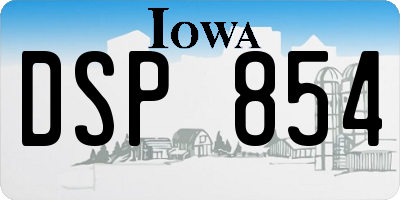 IA license plate DSP854