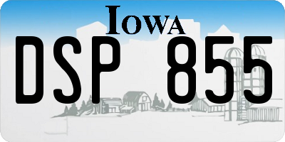 IA license plate DSP855
