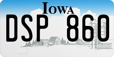 IA license plate DSP860