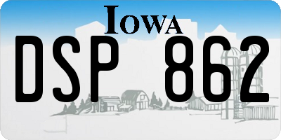 IA license plate DSP862
