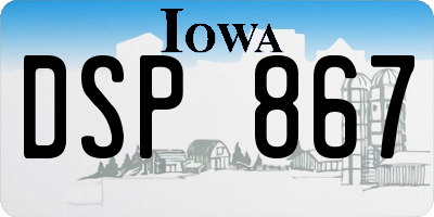 IA license plate DSP867