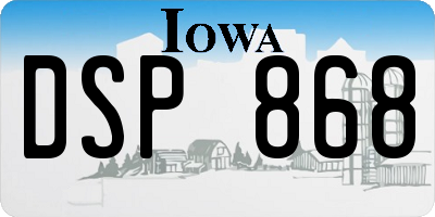 IA license plate DSP868