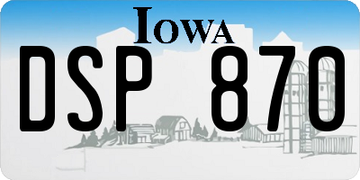 IA license plate DSP870