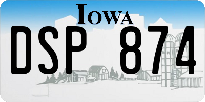 IA license plate DSP874