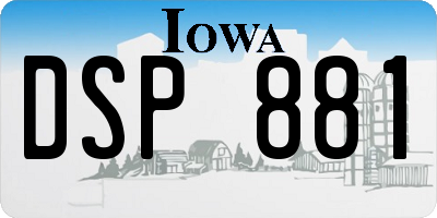 IA license plate DSP881