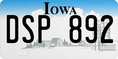 IA license plate DSP892