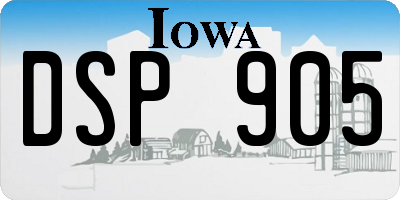 IA license plate DSP905