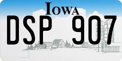 IA license plate DSP907