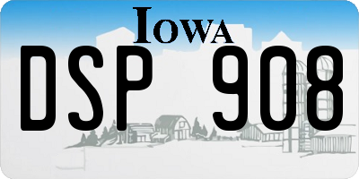 IA license plate DSP908